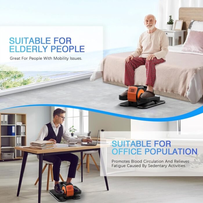 Under Desk Elliptical, Elliptical Leg Exerciser for Seniors, Home Portable Elliptical with Remote Control and 12 Adjustable Speeds, Electric Seated Pedal Exerciser - Image 7