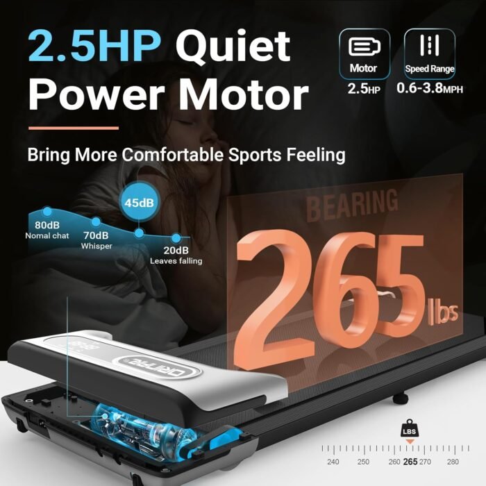 Walking Pad, Under Desk Treadmill for Home and Office, 2.5 HP Portable Treadmill, 3 in 1 Walking Jogging Running Machine with Remote Control, LED Display - Image 6