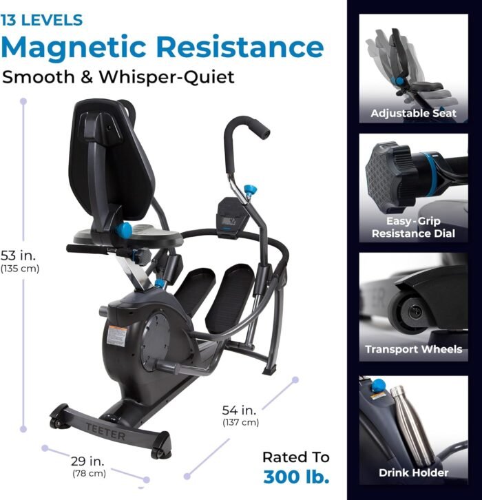 Teeter FreeStep Recumbent Cross Trainer Stepper, Zero-Impact Exercise Bike Alternative w/Patented Physical Therapy Stride, Up to 350lb, Free App w/Trainer Workouts - Image 6