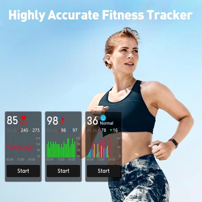 Activity & Fitness Trackers,1.47" Smart Fitness Watch with 24/7 Blood Pressure/Blood Oxygen/Heart Rate/Stress Monitoring, IP67 Waterproof Calorie Step Sleep Tracker Health Watch for Women Men - Image 6