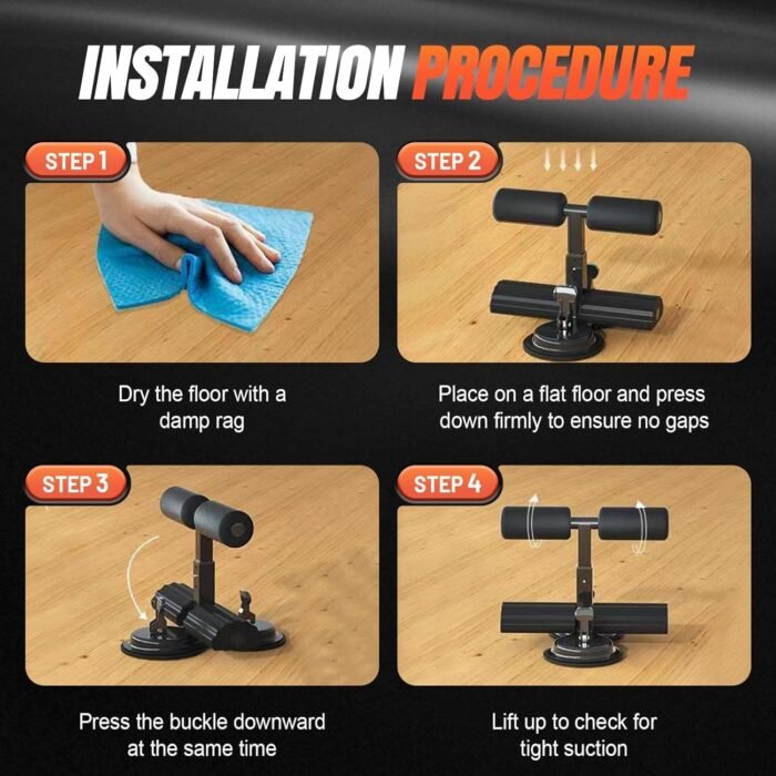 Ab dominal training aid, double suction cup trainer, three-level height adjustment, multifunctional adjustable abdominal trainer with drawstring, suitable for home fitness - Image 3