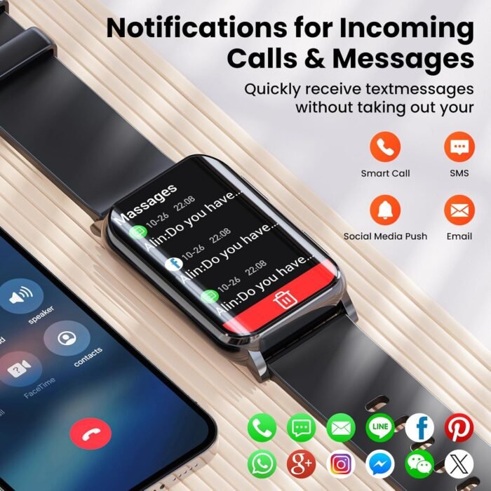 Smart Watch for Men Women (Answer/Make Calls), 1.57" Curved Screen Fitness Tracker IP68 Waterproof with 24/7 Heart Rate/Sleep Monitor, Two Straps Activity Trackers for Android and iPhone - Image 3