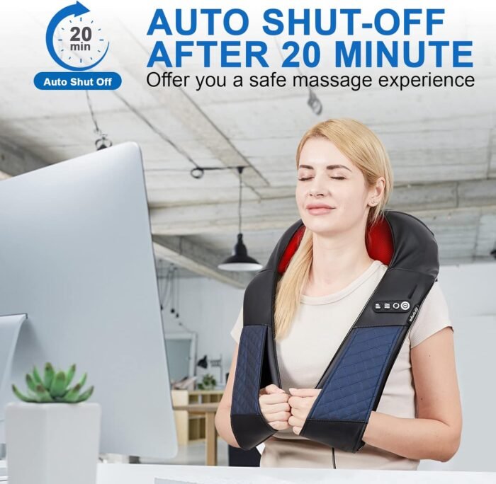Neck and Shoulder Massager with Heat Shiatsu Back Massage Pillow with 3D Deep Tissue Kneading for Foot, Legs, Body Muscle Pain Relief, Use at Home, Office & Car - Image 5