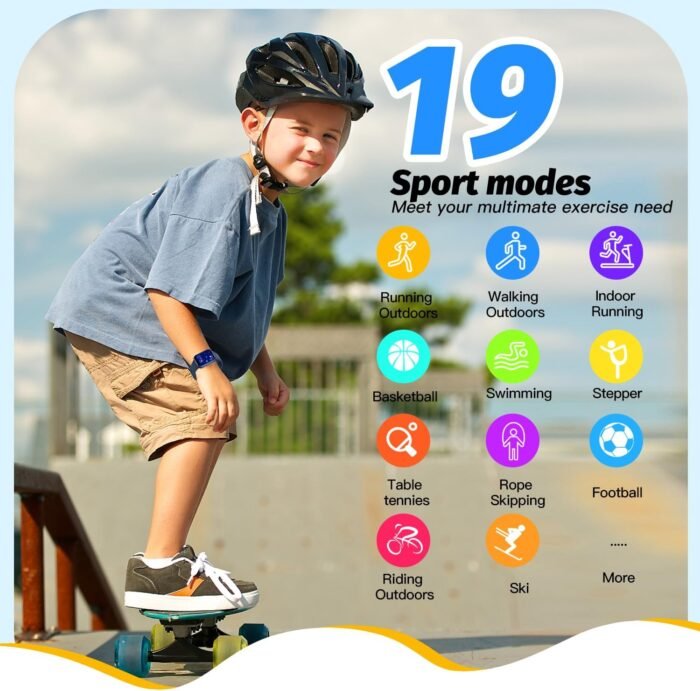 Kids Smart Watch for Girls,IP68 Waterproof Kids Fitness Tracker Watch with 1.5 Inch DIY Face,Heart Rate Sleep Monitor,19 Sport Modes,Calories Counter,Alarm Clock,Great Gifts for Children 6+ (Blue) - Image 5