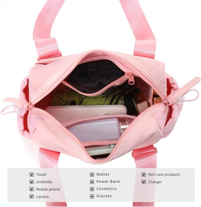 Didida Small Gym Bag for Women Girls,Waterproof Mini Gym Bag with Wet Compartment,Small Duffle Bag for Workout Sport Travel Weekender,Pink - Image 4