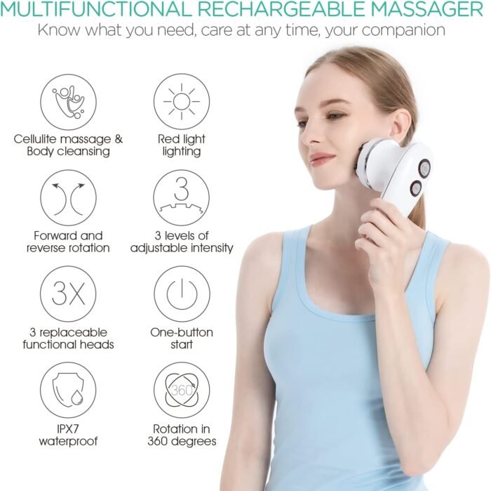 VOYOR Electric Cellulite Massager, Body Sculpting Machine for Arms, Belly, Legs, Waist, Buttocks, 3 Strengths for Body Cleaning and Deep Tissue Cellulite Massage, IPX7 Waterproof & Cordless VRMM1-NEW - Image 3