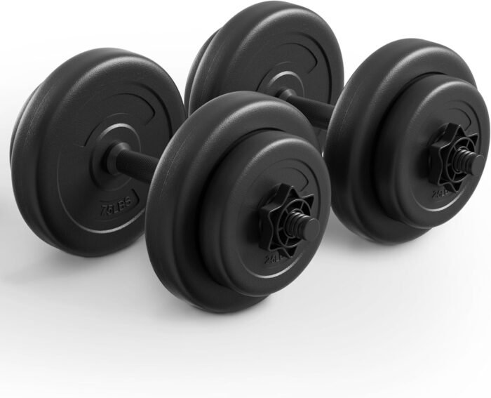 Adjustable Dumbbell Set, 40lbs Free Weights Set for Exercise & Fitness, Vinyl Coated Cement Weights with Collars for Women & Men Home Gym Strength Training - Image 2