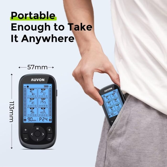 AUVON 3-in-1 TENS Unit Muscle Stimulator, EMS Massage Machine with 40 Intensities for Gradual Shoulder, Sciatica, Back Pain Relief, 24 Modes Rechargeable Electronic Pulse Massager with 12 TENS Pads - Image 9