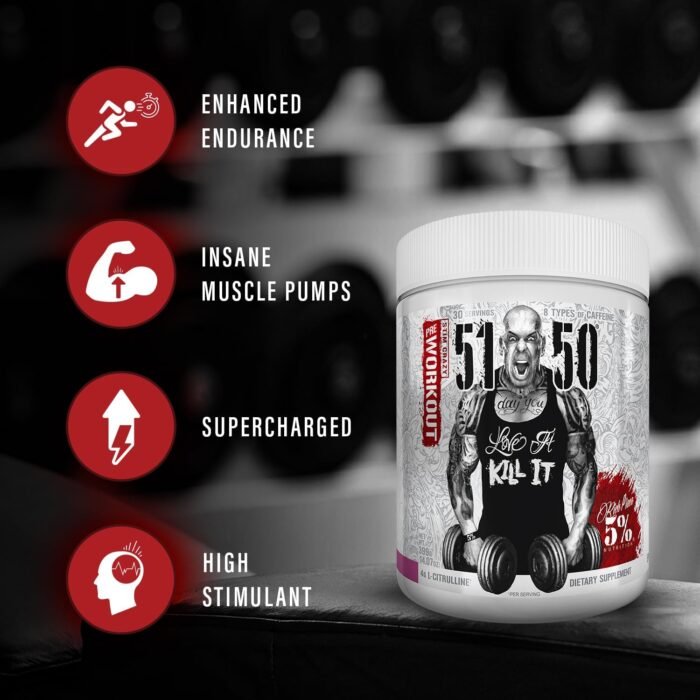 5% Nutrition Rich Piana 5150 High Stim Pre-Workout Powder | Extreme Energy, Focus, Pumps & Endurance | 400 mg Caffeine, Citrulline, Beta Alanine, N-Acetyl L-Tyrosine | 30 Srvgs (Rocket Pop) - Image 4