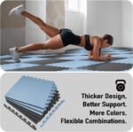 AIRHOP Upgraded 0.79" Extra Thick 48 Sq Ft High-Density Eva Foam Exercise Gym Mats, 12 Pcs Large Interlocking Puzzle Floor Tiles (24"x24") for Home Gym, Black&Blue - Image 5