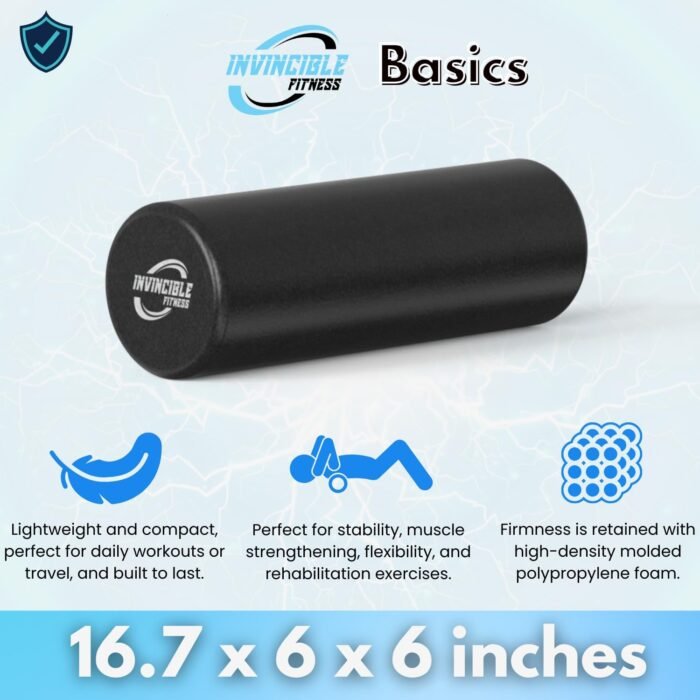 Invincible Fitness EPP Foam Roller for Deep Tissue Massage – Enhance Recovery, Relieve Pain, and Boost Mobility for a Stronger, Healthier You (Black) - Image 7