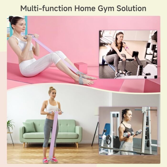 Fabric Resistance Band with Handles, 120lb Full-Body Excercise Band, Non-Slip Elastic Bands for Strength Muscle Training, Stretch Band Workout Equipment for Leg Arm Chest Core Wrist Ankle - Image 5