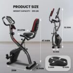 Exercise Bike Stationary Bike Folding Exercise Bike with 10 Level Adjustable Magentic Resistance Support Back Pad and Phone/Tablet Holder Arm Resistance Band Pulse Sensor LCD Monitor for Home Workout 265 LB Capacity - Image 9