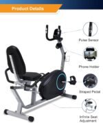 Recumbent Exercise Bike for Seniors - 400LB Weight Capacity Recumbent Bikes with Comfortable Seat, Pulse Sensor, 16-level Resistance, LCD Monitor - Image 9