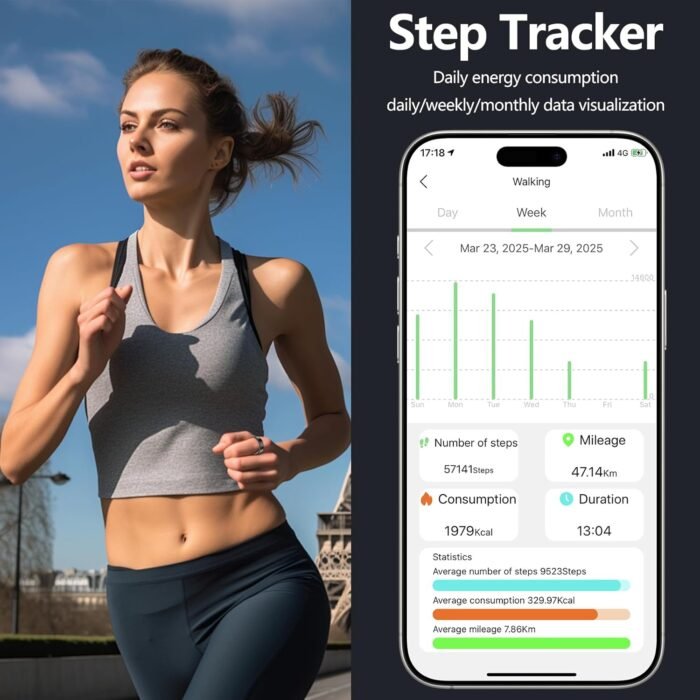 Thin Smart Ring for Fitness & Health Tracking -Heart Rate/Blood Oxygen Monitor, 5ATM Waterproof, Sleep Analysis, Pedometer -No APP Subscription Compatible with Smartphone (Black, 7) - Image 4