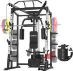 SunHome Smith Machine with 120LBS Weight Stack, Power Cage Squat Rack with Smith Bar, Two LAT Pull-Down Systems, Cable Crossover Machine and and More Cable Attachment for Home Gym - Image 2