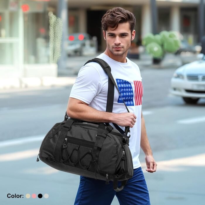 Unisex Travel Duffle Bag for Men Women, Waterproof Gym Bag with Shoe Compartment & Football Compartment, 32L Carry on Bag for Sports & Fitness, Black - Image 8