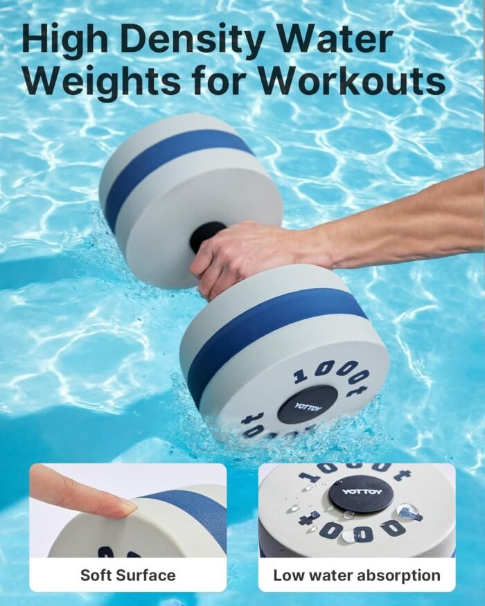 YOTTOY Water Dumbbells for Pool Exercise,Foam Aquatic Dumbbells for Water Aerobics,Resistance Training & Physical Therapy,Pool Weights for Water Workouts,Aqua Fitness,Set of 2 - Image 4