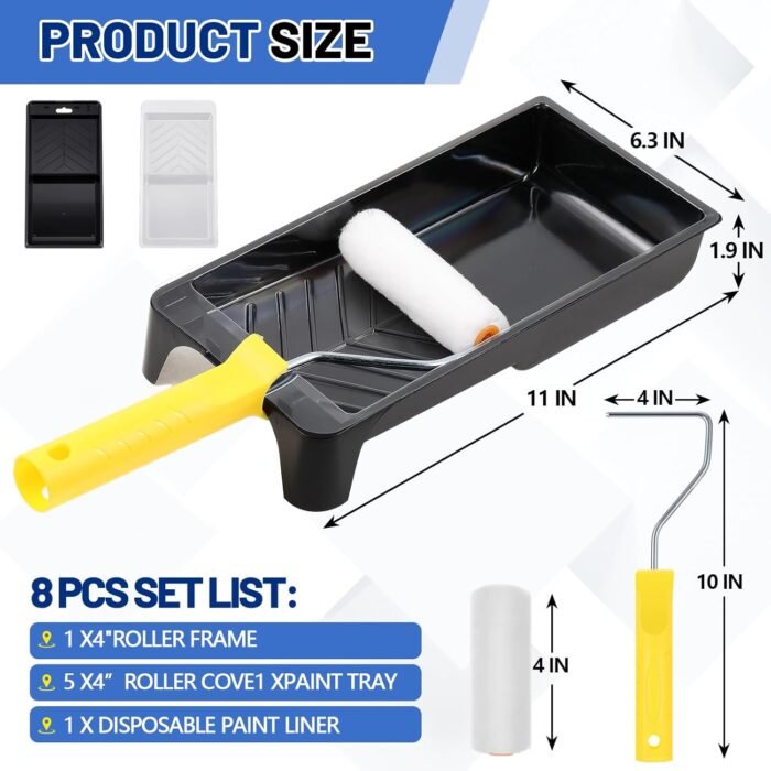 32 Pieces 4 Inch Paint Roller Kit Including 4 Inch Small Foam Roller Covers Frame Tray and Liner for Home DIY Crafts Holiday Party - Image 3