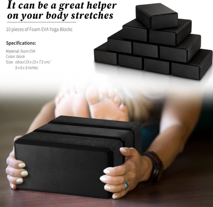 10 Pcs Foam EVA Yoga Blocks Lightweight Non Slip Supportive Yoga Bricks for Pilates Stretching and Meditation, Women Men Yogi Beginners - Image 4