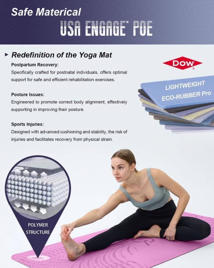 LOLLIPOP Thick Yoga Mat, Non-Slip Exercise Mat for Yoga, Pilates, Stretching Fitness & Exercise Mat with Easy-Cinch Carrier Strap - Image 4