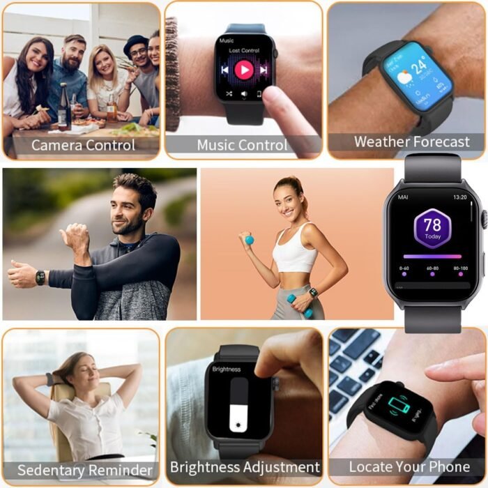Fitness Tracker, Smart Watch with 24/7 Heart Rate Sleep Tracker with Calorie Step Counter Multi-Function, IP68 Waterproof Activity Tracker for Women Men Android iOS (Black) - Image 8
