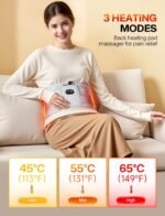 ALLJOY 67" Cordless Heating Pad for Back Pain Relief FSA HSA Eligible, 10000mAh Lower Back Massager with 3 Heat 3 Vibration, Portable Heating Pad for Cramps, Birthday Gifts for Women Men Mom Dad - Image 4