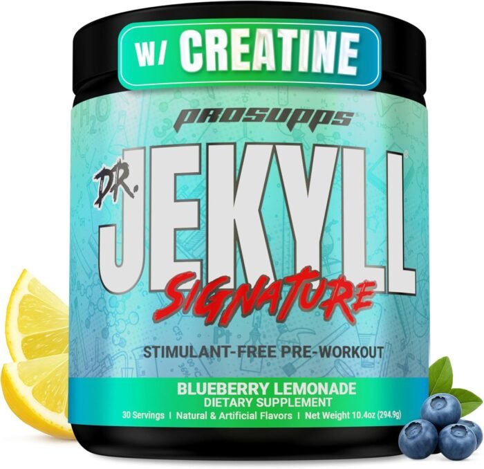 PROSUPPS Dr. Jekyll Signature Pre Workout Powder with Creatine - Stim-Free Preworkout Supports Focus & Endurance - Caffeine-Free Gym & Fitness Supplements (Blueberry Lemonade, 30 Servings) - Image 2