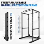 1200lbs Heavy Duty Power Cage, Black Squat Rack with Safety Bars, Adjustable J-Hooks and Safety Arms, KQZZIV Power Rack System for Home Gym, Weightlifting and Cross Training - Image 4