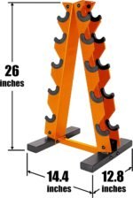 WF Athletic Supply 5-25Lb Rubber Coated Hex Dumbbell Set with A Frame Storage Rack Non-Slip Hex Shape for Muscle Toning, Strength Building & Weight Loss - Multiple Choices Available - Image 5
