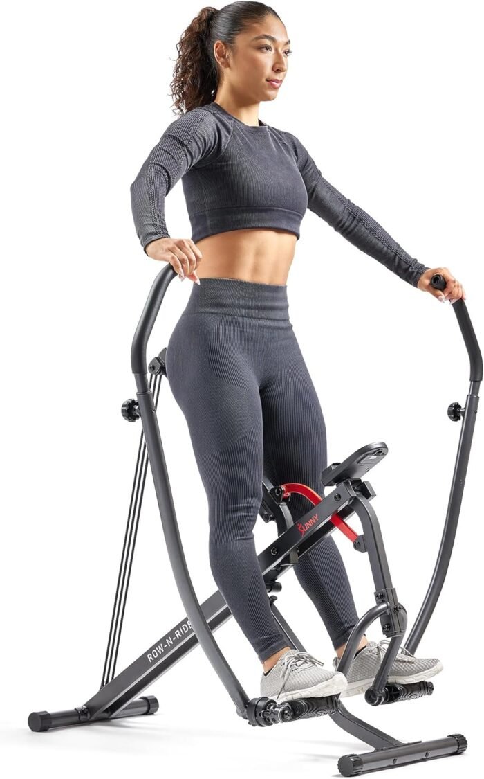 Sunny Health & Fitness Smart Compact Full Motion Rowing Machine, Full-Body Workout, Low-Impact, Extra-Long Rail, 350 LB Weight Capacity and Optional Free SunnyFit® App Enhanced Connectivity - Image 2