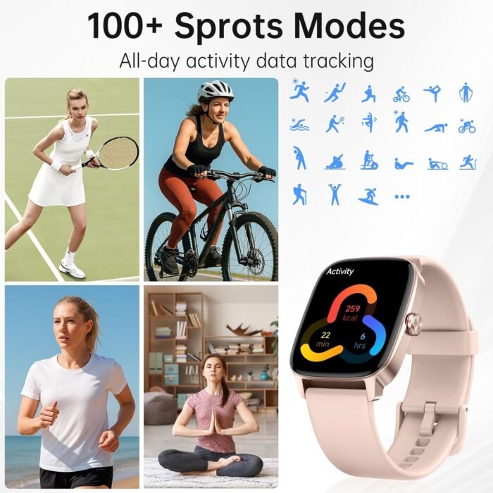 Smart Watch for Men Women with Bluetooth Call & AI Voice, 1.85" HD Fitness Tracker with Heart Rate SpO2 Sleep Monitor, 100+ Sports Modes, Mini Games, IP68 Waterproof Smartwatch for Android iOS Phones - Image 7