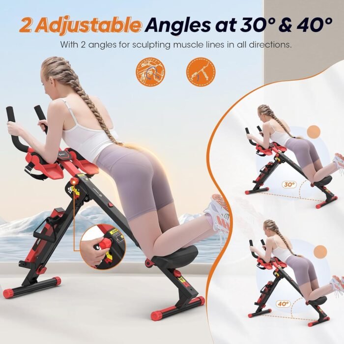 Rowing Machine, 4 in 1 Rowing and Ab Machine with 2 Levels of Workout Resistance, Quiet & Foldable Rower Machine with 3 Adjustable Handle Heights & LCD Monitor, Row Machine for Home Exercise - Image 5