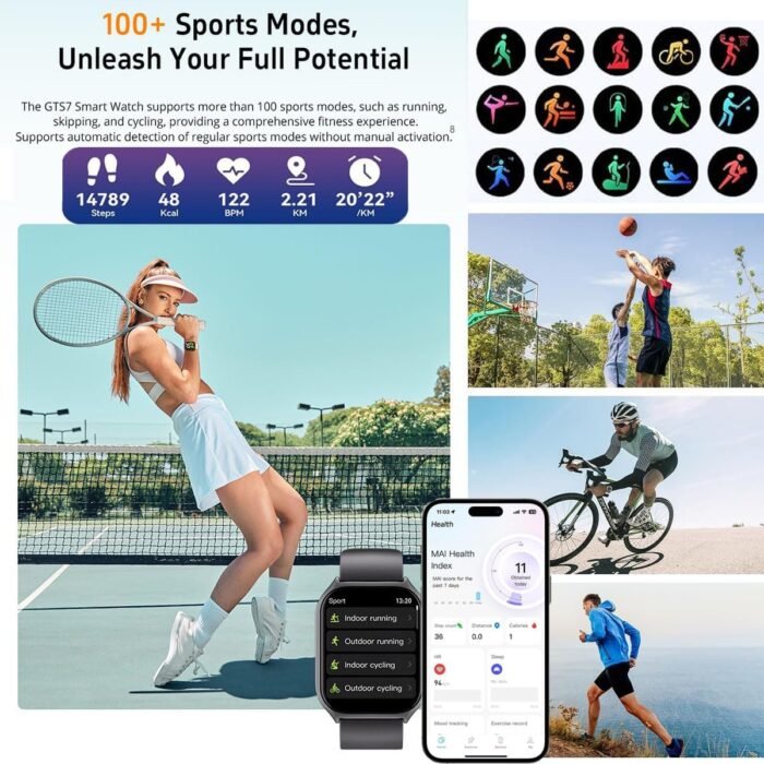 Fitness Tracker, Smart Watch with 24/7 Heart Rate Sleep Tracker with Calorie Step Counter Multi-Function, IP68 Waterproof Activity Tracker for Women Men Android iOS (Black) - Image 3