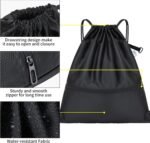 Drawstring Backpack Sport Gym Bag for Women & Men,beach bag,Waterproof Lightweight Backpack With Outer Storage,Best workout bag for dance/hiking/soccer/basketball (Black) - Image 3
