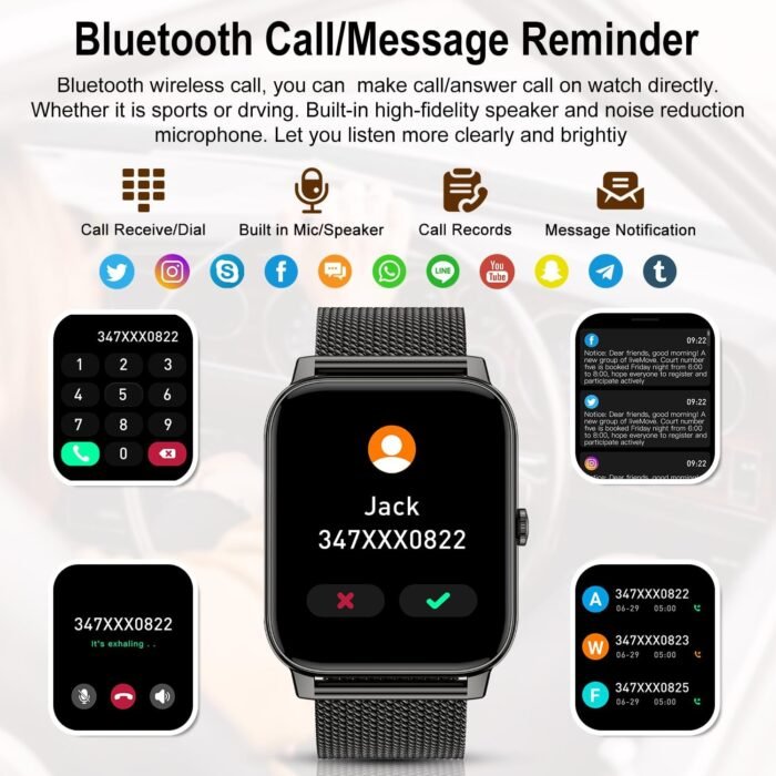 Smart Watch for Women Men Fitness: (Make/Answer Call) Bluetooth Smartwatch for Android Phones iPhone Waterproof Outdoor Sport Digital Running Watches Health Tracker Heart Rate Monitor Step Counter - Image 3