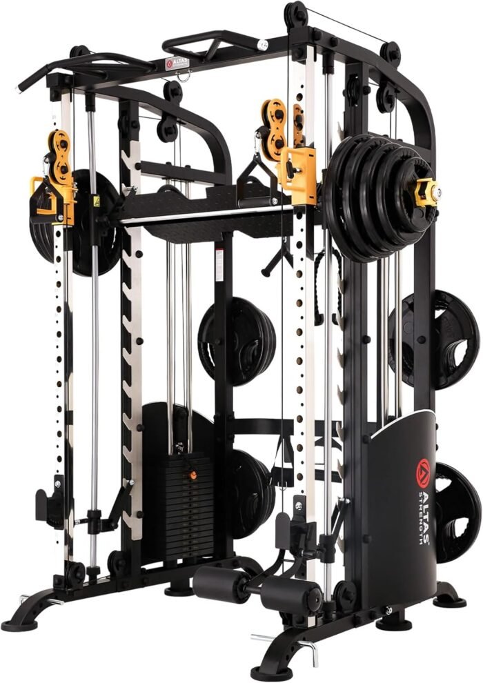 Altas Strength Smith Machine Home Gym 1000 lbs Capacity 2000 lbs Cables Strength Training Power Cages for Squats Presses Pulling Deadlifts Light Commercial Equipment Easy Assembly M810 - Image 2