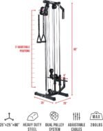 Valor Fitness BD-62 Wall Mounted Cable Machine with Adjustable Dual Pulley System Functional Home Gym Workout Equipment - Image 3
