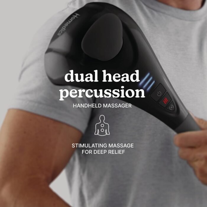 Homedics Handheld Back Massager, Dual Heated Nodes, Neck, and Body Percussion Massager with Interchangeable Nodes to Release Back, Neck, Shoulder Leg and Foot Tension - Image 3