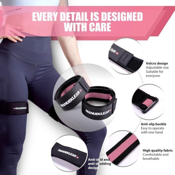 MANUEKLEAR Blood Flow Restriction Bands for Women Glutes Leg, Booty Bands for Women Butt Lift, BFR Occlusion Thigh Bands for Workout Squat Hip Building - Image 6