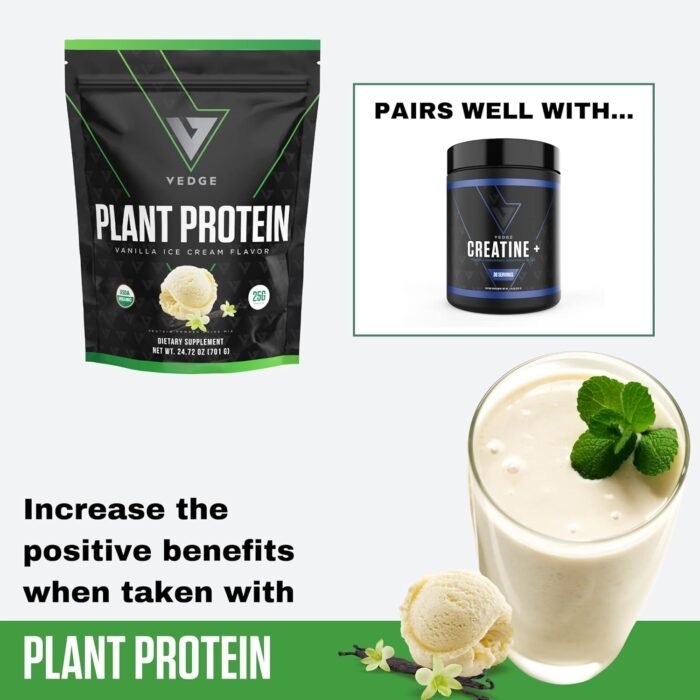 vedge Certified Organic Plant Protein Vanilla Ice Cream (20 Servings) - Plant-Based Vegan Protein Powder, USDA Organic, Gluten Free, Non Dairy Nutrition Plant Protein - Image 7