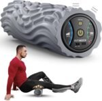 FITINDEX Vibrating Foam Roller for Back Pain, 5-Speed Muscle Massage, FSA HSA Eligible, Exercise, Muscles Deep Tissue, Physical Therapy, Pilates, Yoga, Neck, Leg, Rechargeable, Travel Portable Gray - Image 2