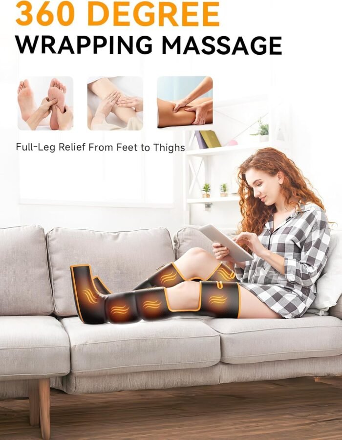 Leg Massager with Heat and Compression, Foot Calf & Thigh Massage for Circulation and Pain Relief, Leg Compression Massager with Handheld Controller 3 Intensities 6 Modes - FSA HSA Eligible - Image 4