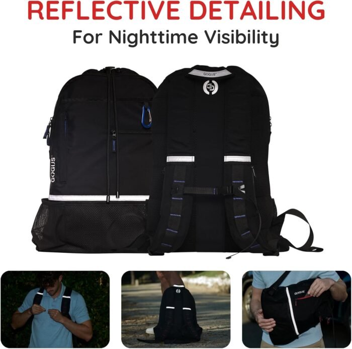 Light Gym Drawstring Backpack with Dual Water Bottle Pockets – 18L Eco-Friendly, Water-Resistant Hybrid Bag with Mesh Compartment & Reflective Details for Men & Women - Image 6