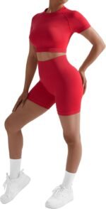 RXRXCOCO Hidden Scrunch Butt Workout Sets for Women 2 Piece Crop Tops Seamless Booty Shorts Matching Gym Yoga Outfits - Image 6