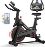Exercise Bike, Low Noise Stationary Bikes for Home, Adjustable Brake Pad Indoor Cycling Bike, 300lbs Capacity Compact Workout Bike with Tablet Mount & Comfortable Padded Seat - Image 2