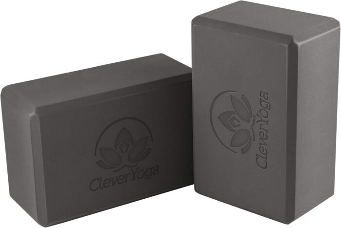 Clever Yoga Blocks & Strap - Lighweight Foam Yoga Blocks 2 Pack with 8ft Cotton Yoga Strap Set Kit for Beginners & Pros, Accessories & Equipment for Women & Men - Gray - Image 9