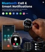 Military Smart Watches for Men(Answer/Make Calls) with LED Flashlight,530mAh Large Battery,1.43’’ AMOLED Fitness Tracker Heart Rate/SpO2/Sleep Monitor 5ATM Smartwatch for Android iOS,Silicone - Image 6