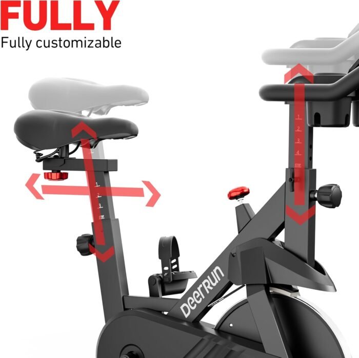 DeerRun Exercise Bike, Indoor Cycling Bike Brake Pad/Adjustable Magnetic Stationary Bike with App, Low Noise Workout Bike for Home Cardio 300lbs Weight Capacity with Pad Mount & LCD Monitor - Image 8