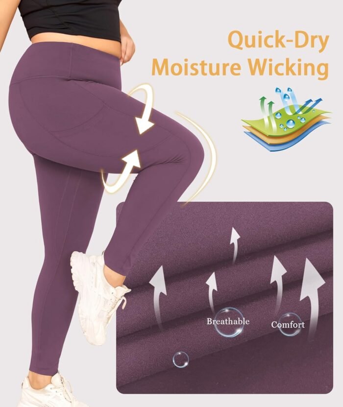 LALAGEN Plus Size Leggings for Women with Pockets-High Waisted 7/8 Leggings Tummy Control Workout Gym Yoga Pants - Image 4